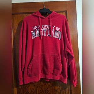 University of Maryland Embroidered Red Hoodie Sweatshirt Size M Medium
